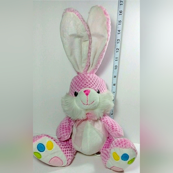 Pink BUNNY RABBIT Chrisha Creations Playful Plush 2009 16" soft stuffed - Picture 5 of 9